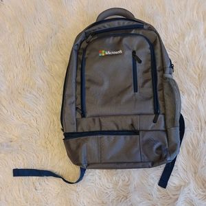 Microsoft Laptop Padded Gray Blue Polyester Backpack